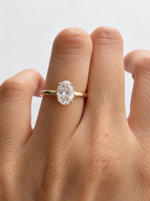 1.5-carat oval moissanite engagement ring, D VVS1, gold or platinum [11]