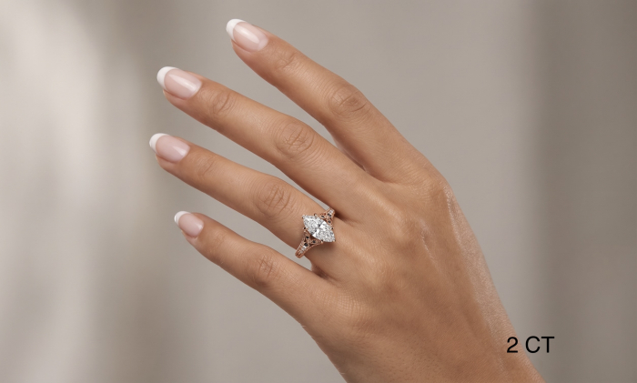 Inel de logodna cu moissanite marchiz și safire albastre – inel vintage aur sau platină [11]