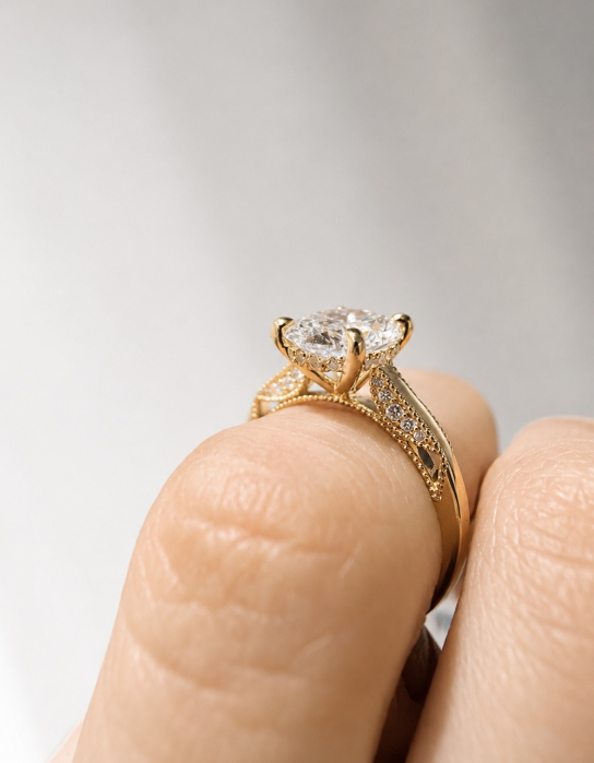 Inel de logodna diamant de laborator oval 1.5 ct vintage Tacori | Argint, Aur, Platina [12]