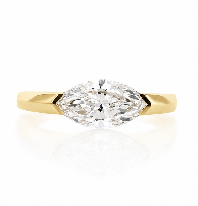 The Sola – Inel de logodnă cu moissanite marquise 1 ct East-West Semi-bezel [2]