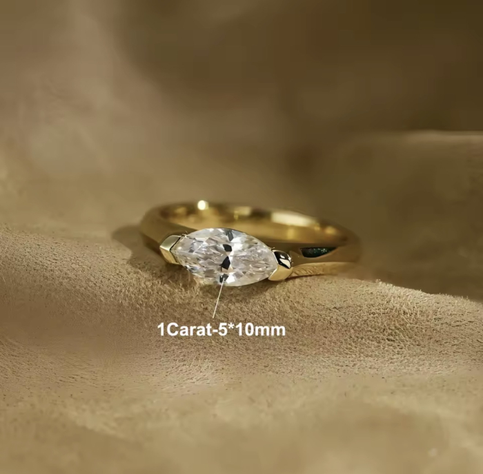 The Sola – Inel de logodnă cu moissanite marquise 1 ct East-West Semi-bezel [4]
