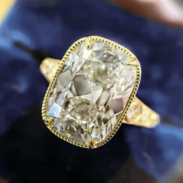 Inel de Logodnă Moissanite Elongated Cushion Vintage | Filigran și Milgrain| Argint, Aur sau Platină [7]