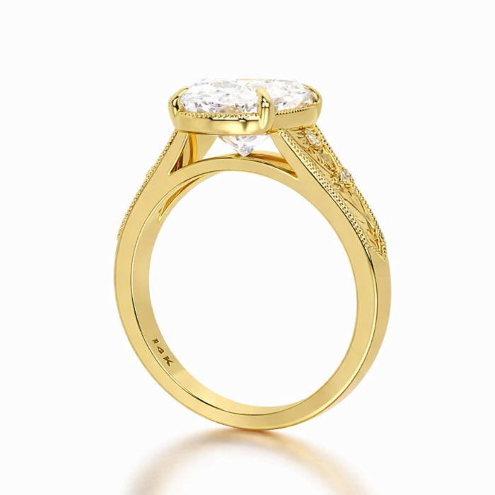 Inel de Logodnă Moissanite Elongated Cushion Vintage | Filigran și Milgrain| Argint, Aur sau Platină [4]