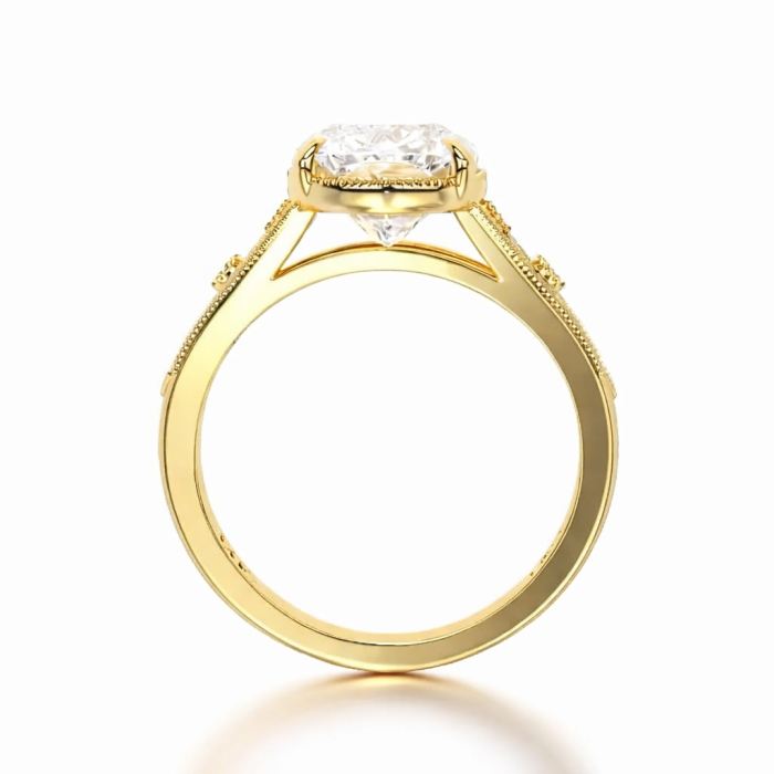 Inel de Logodnă Moissanite Elongated Cushion Vintage | Filigran și Milgrain| Argint, Aur sau Platină [3]