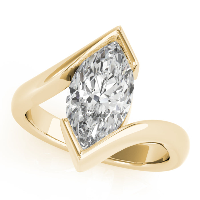 The Vesper - Chevron Bypass Setting Marquise Moissanite Solitaire Ring [6]