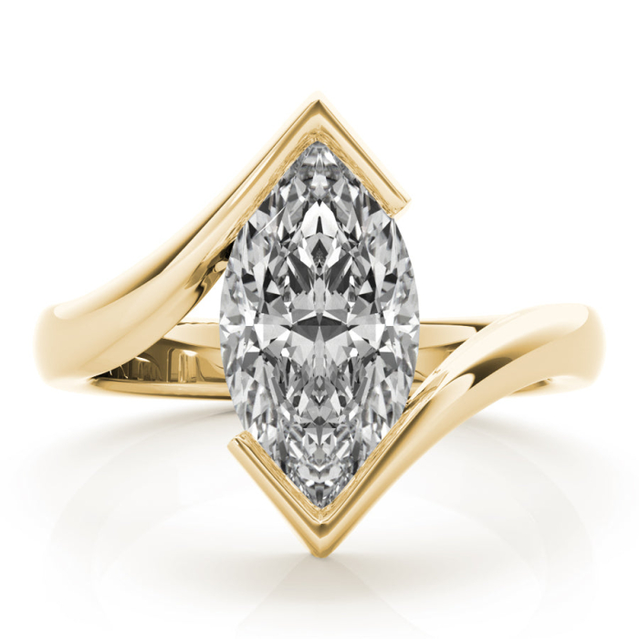The Vesper - Chevron Bypass Setting Marquise Moissanite Solitaire Ring [2]