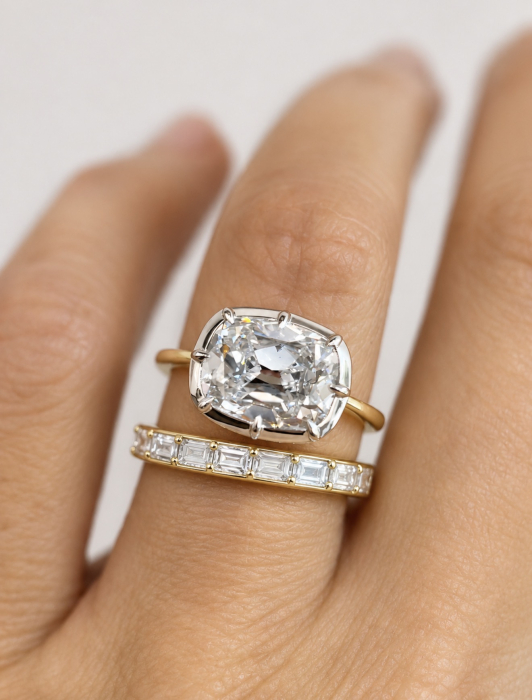 Inel Logodnă Diamant Laborator Cushion East-West - The Zendaya [5]