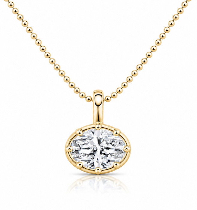 Lant cu pandantiv din argint cu Moissanite Oval 2 CT [2]