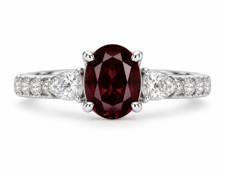 Trilogy - Garnet & Lab-Grown Diamond Ring E VS1 | Gold & Platinum