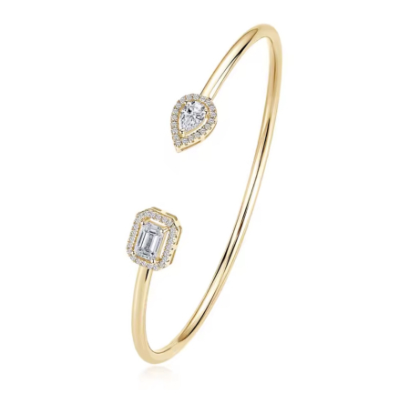 Brățară din Argint Cuff Bangle cu Moissanite D VVS1 1.30 ct | Argint Placat cu Platină, Aur Galben sau Rose [2]