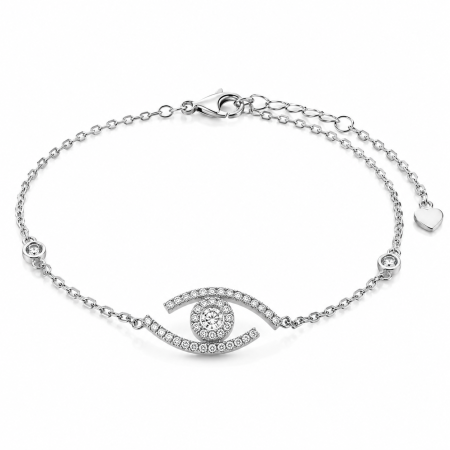 Bratari - Brățară din Argint Evil Eye cu Moissanite D VVS | Estera Jewellery