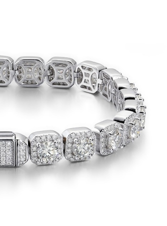 Brățară Tennis cu Moissanite Rotund Briliant D VVS 4mm din Argint Placat cu Platină [1]