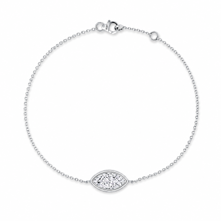 Bratari - Bratara Solitaire Bezel cu Moissanite Marquise 1 CT