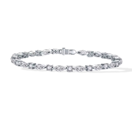 Argint - Brățară Tennis cu Moissanite 6.8CT D VVS – Argint Placat cu Platină, Aur Galben sau Roz