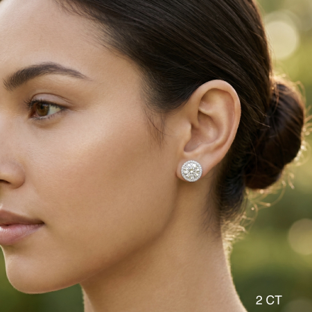Angelic Moissanite Halo Earrings [6]