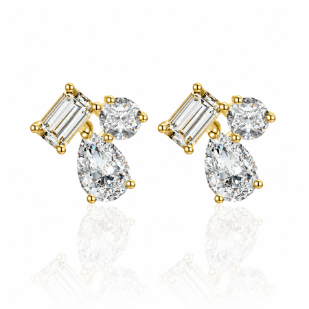 2.4 ct Moissanite Cluster Studs Earrings | Silver [1]