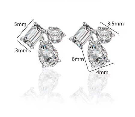 2.4 ct Moissanite Cluster Studs Earrings | Silver [2]