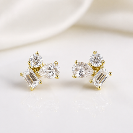 2.4 ct Moissanite Cluster Studs Earrings | Silver [3]