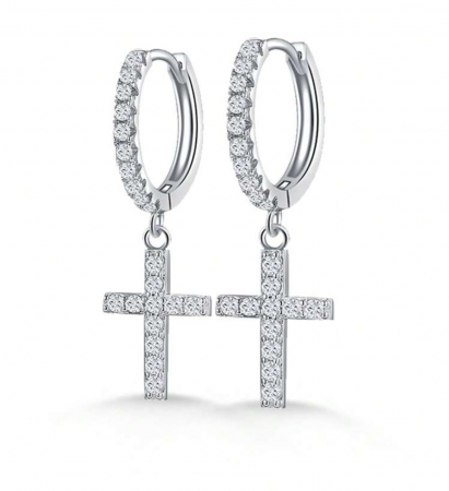 Cercei Cruce cu moissanite