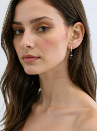 Cercei Cruce cu moissanite [3]