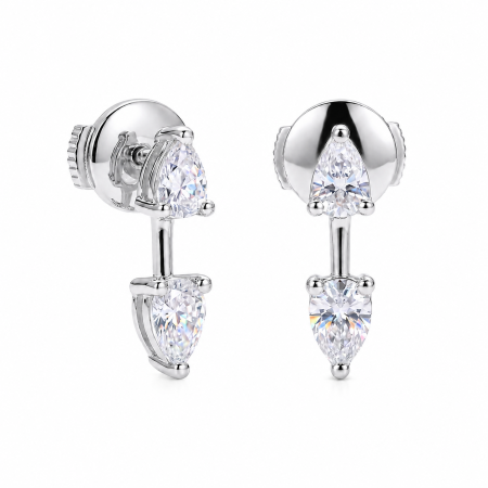 Cercei - Cercei Ear Jacket cu Moissanite Para 2 CT D VVS | Argint Placat cu Platină, Aur Galben sau Rose
