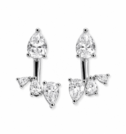 Cercei - Cercei Ear Jacket cu Moissanite 3,9 CT D/VVS | Cercei Argint Placat cu Platină sau Aur