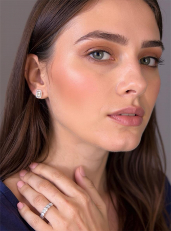 Cercei Emerald Cut Halo Studs [6]