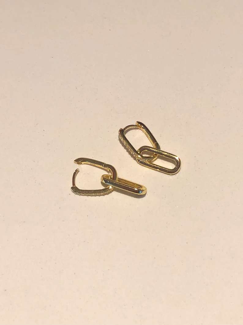 Cercei Pave Moissanite Paperclip Gold [4]