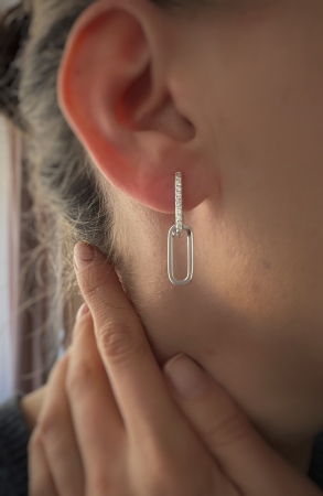 Cercei Pave Moissanite Paperclip [2]