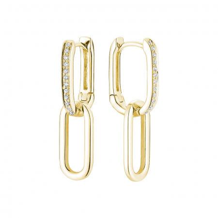 Cercei Pave Moissanite Paperclip Gold [1]