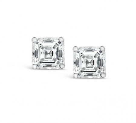 Cercei solitaire Asscher Moissanite