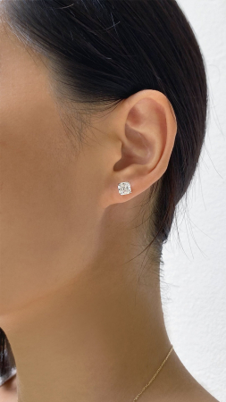 Cercei solitaire Asscher Moissanite [4]