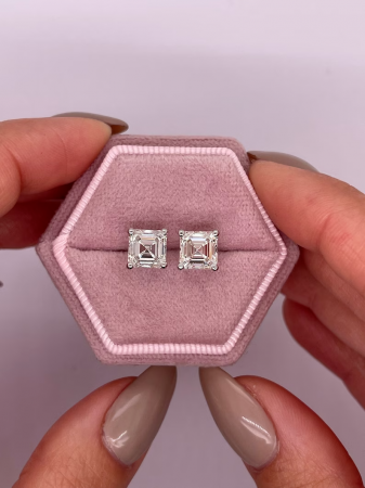 Cercei solitaire Asscher Gold [3]