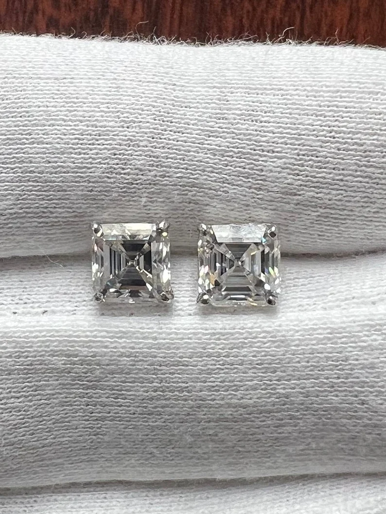 Cercei solitaire Asscher Gold [2]