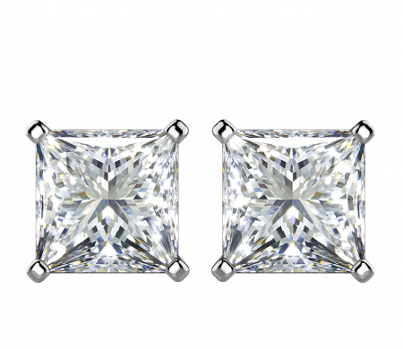 Aur - Cercei solitaire Princess 2 CT