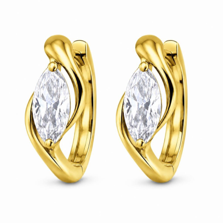 Cercei hoops din argint cu moissanite marquise 0.8 ct D VVS | The Elle [1]