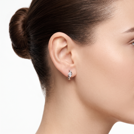 Cercei hoops din argint cu moissanite marquise 0.8 ct D VVS | The Elle [4]