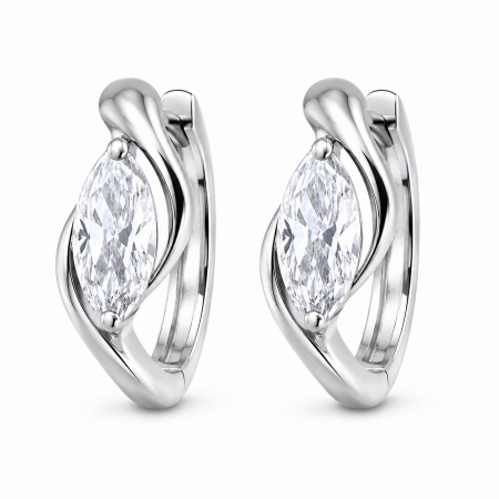 Cercei - Cercei hoops din argint cu moissanite marquise 0.8 ct D VVS | The Elle