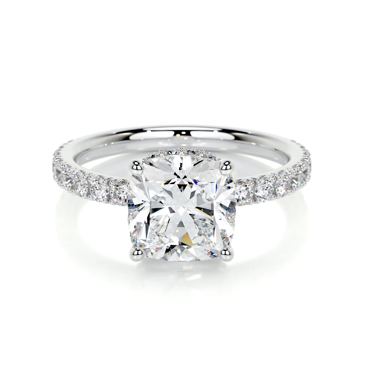 Inel Cushion Hidden Halo Pave Setting 2,5 CT