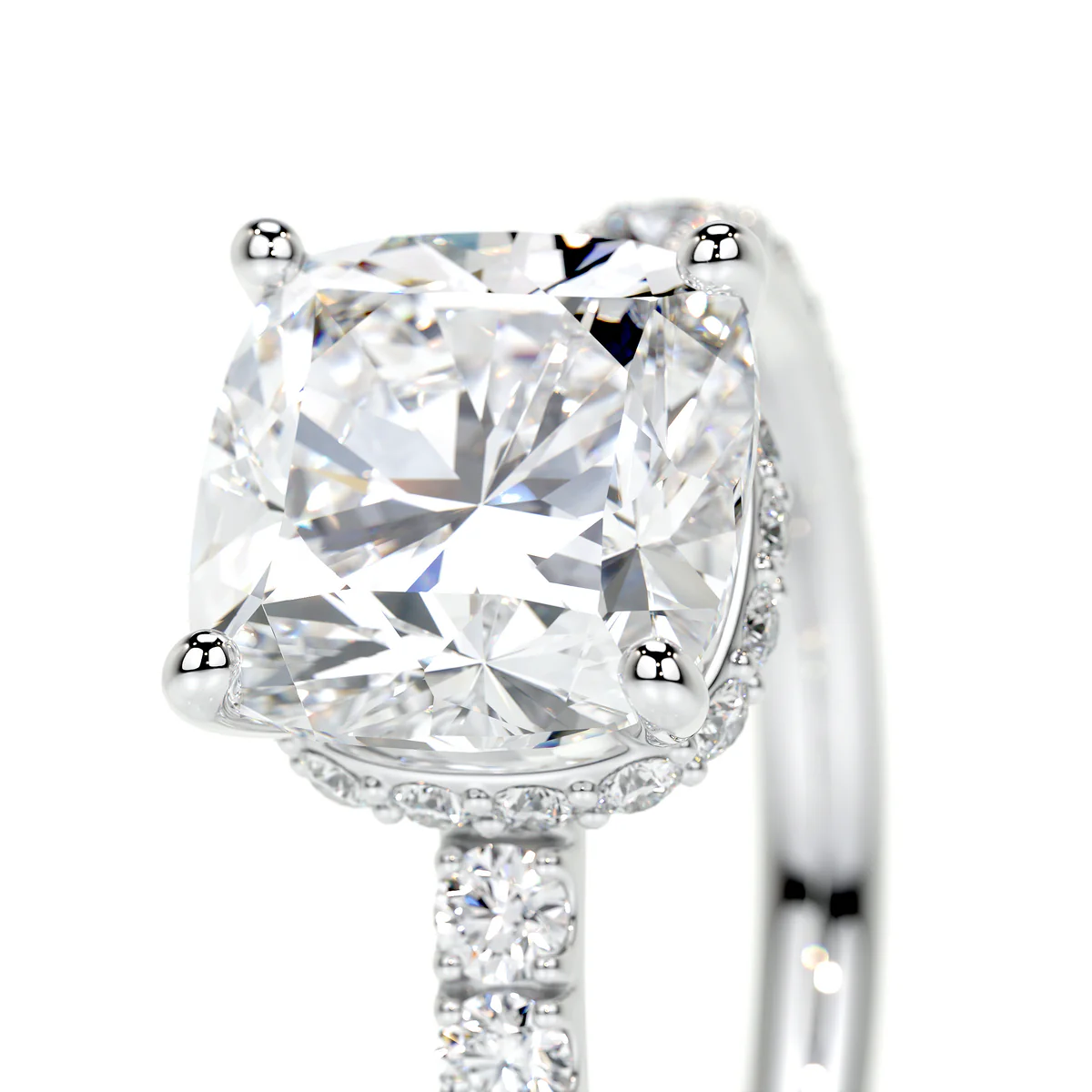 Inel Cushion Hidden Halo Pave Setting 2,5 CT [2]