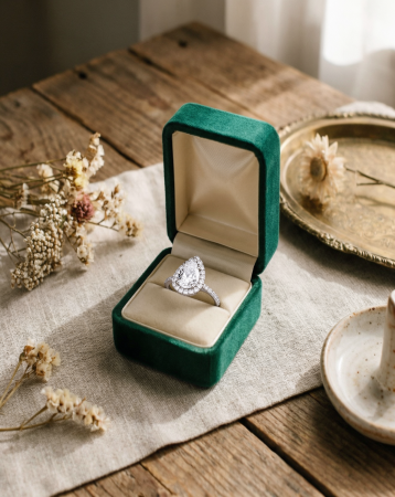 Inel de logodna cu Diamant de laborator forma para 1 Carat cu Halo | Argint, Aur sau Platina [6]