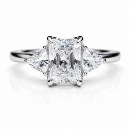 Trilogy - Radiant Lab-Ground Diamond and Trillion Diamond Engagement Ring | Trilogy