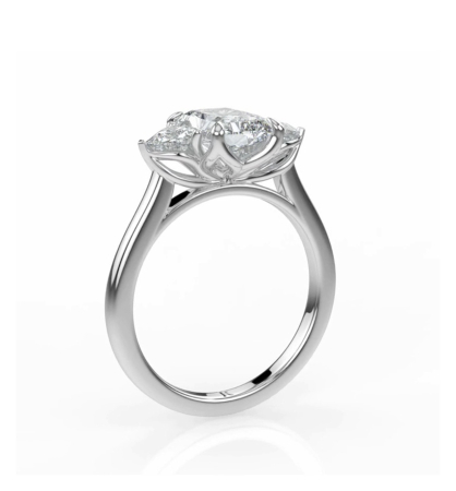 Radiant Lab-Ground Diamond and Trillion Diamond Engagement Ring | Trilogy [5]