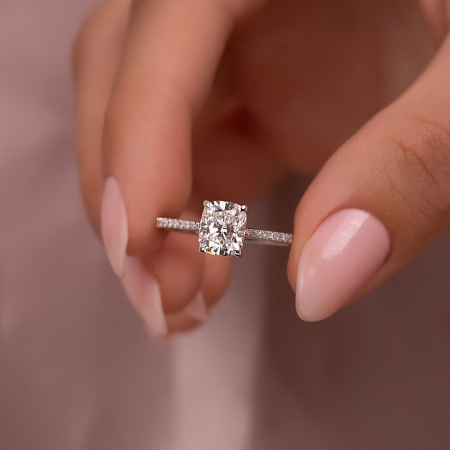 Inel Elongated Cushion Pave Setting 1,75 CT [4]