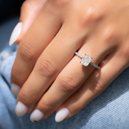Inel Elongated Cushion Pave Setting 1,75 CT [5]