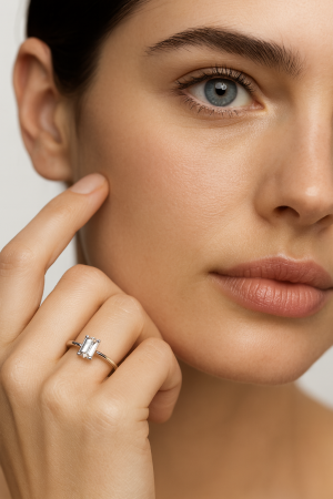 Inel Emerald Elegance Hidden Halo 1,5 CT [5]