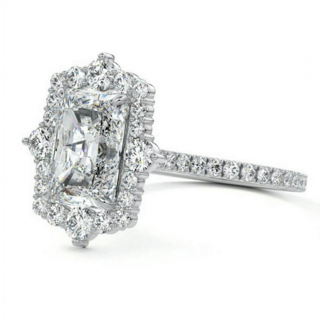 4-carat moissanite engagement ring with radiant halo pavé setting in gold or platinum, D VVS1 [1]
