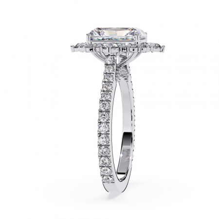 4-carat moissanite engagement ring with radiant halo pavé setting in gold or platinum, D VVS1 [3]