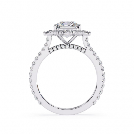4-carat moissanite engagement ring with radiant halo pavé setting in gold or platinum, D VVS1 [2]