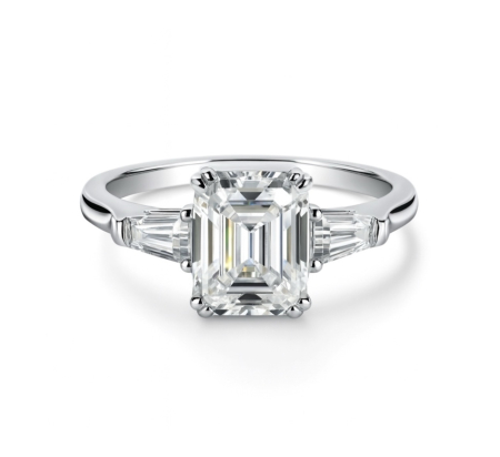 Inel Emerald set Tapered Baguette